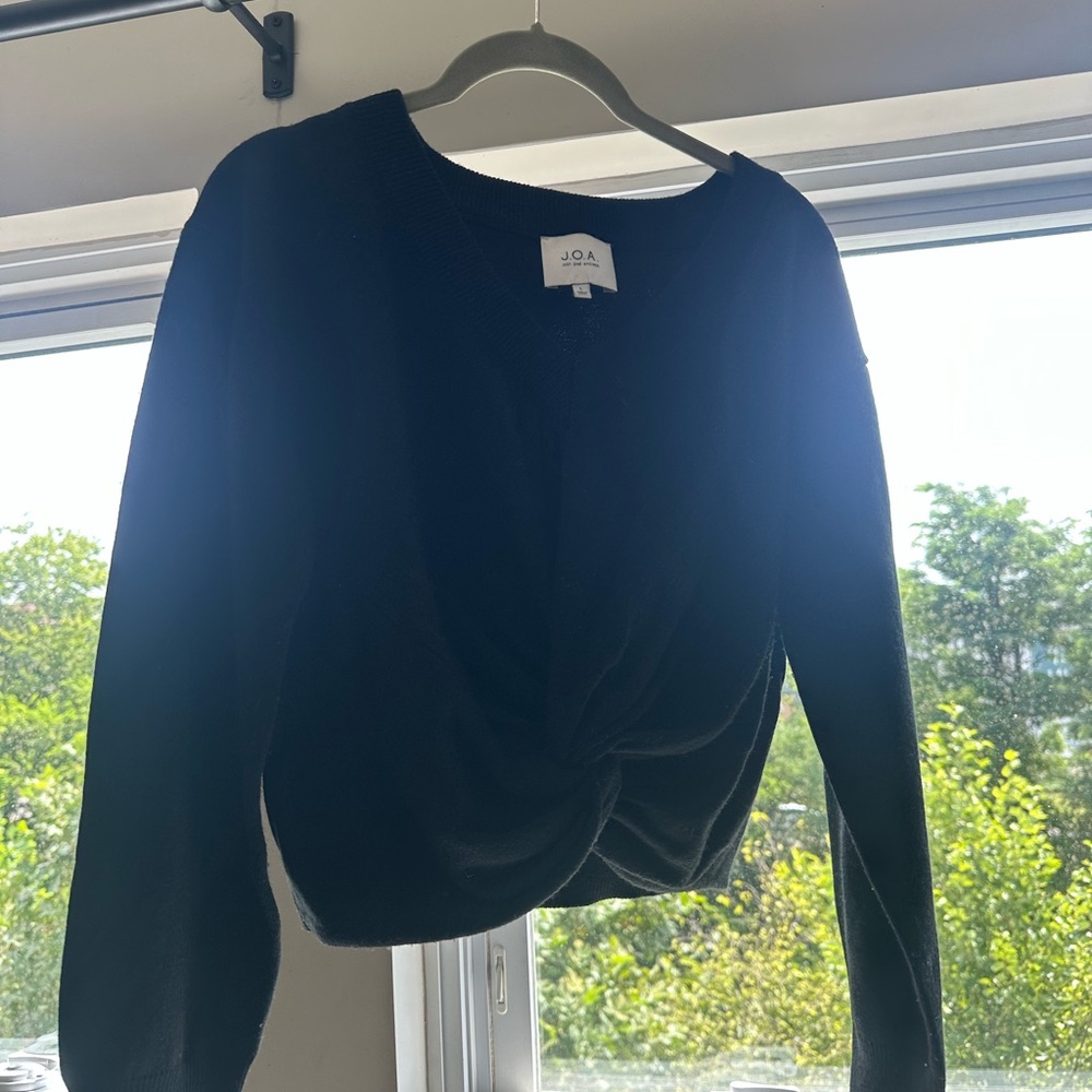 J.O.A. Black Women's Cropped Sweater Top- L